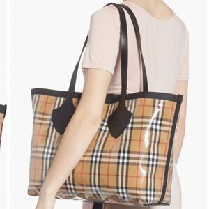 NWT Burberry Giant Large Vintage Transparent Travel Reversible Shopper Tote Bag